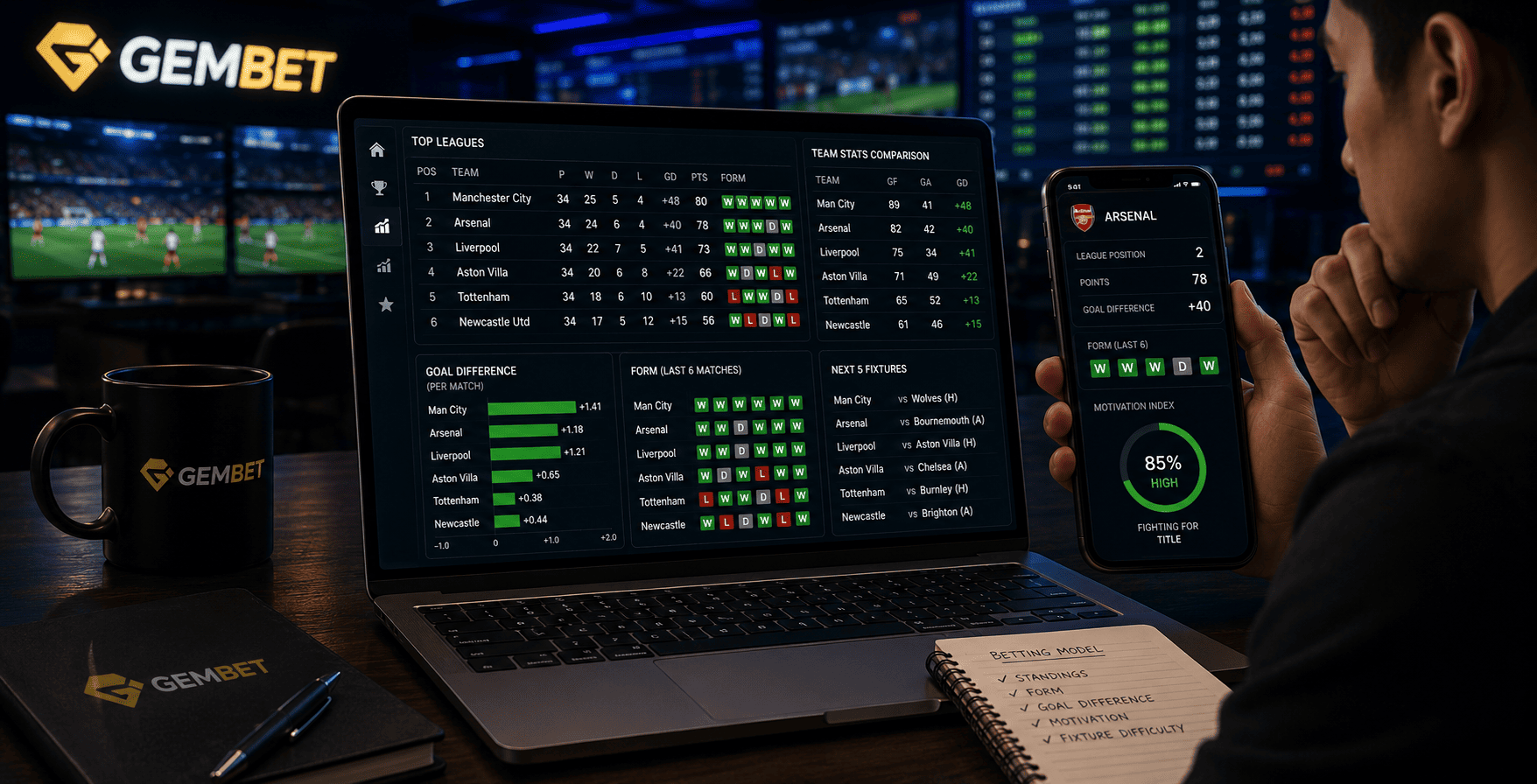 Sports standings betting data models
