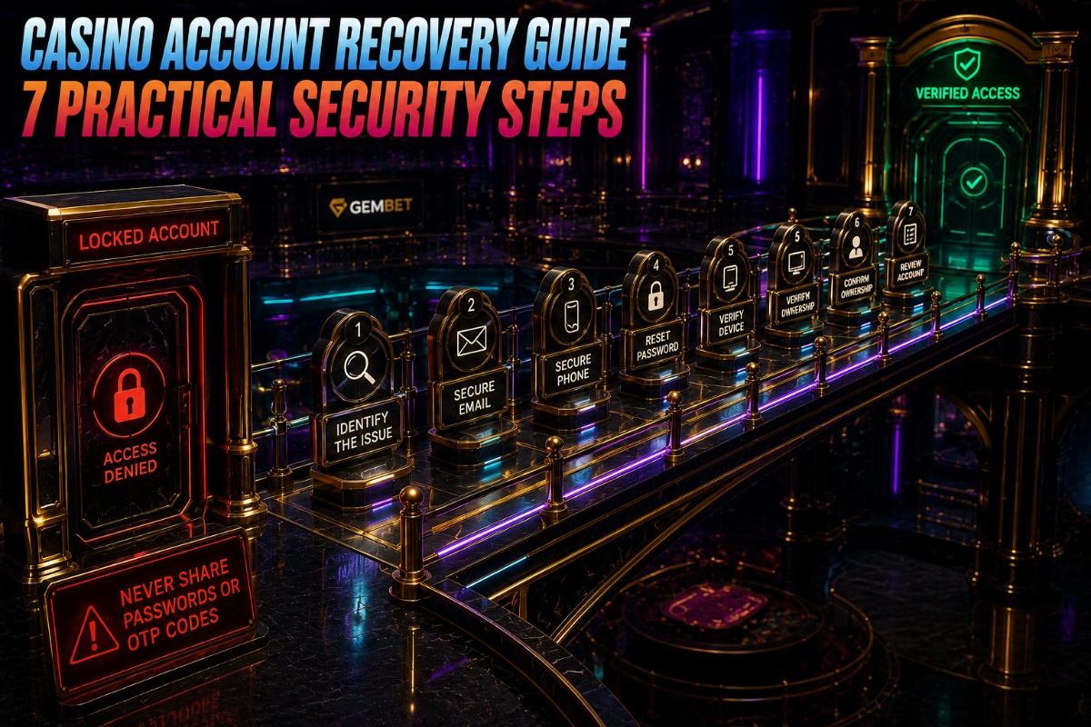 Recovery guide for restoring secure access to a casino account