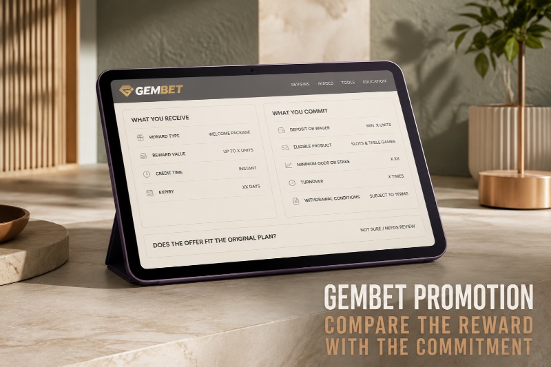 Gembet promotion reward compared with the deposit, wager, deadline, and product restrictions required to claim it