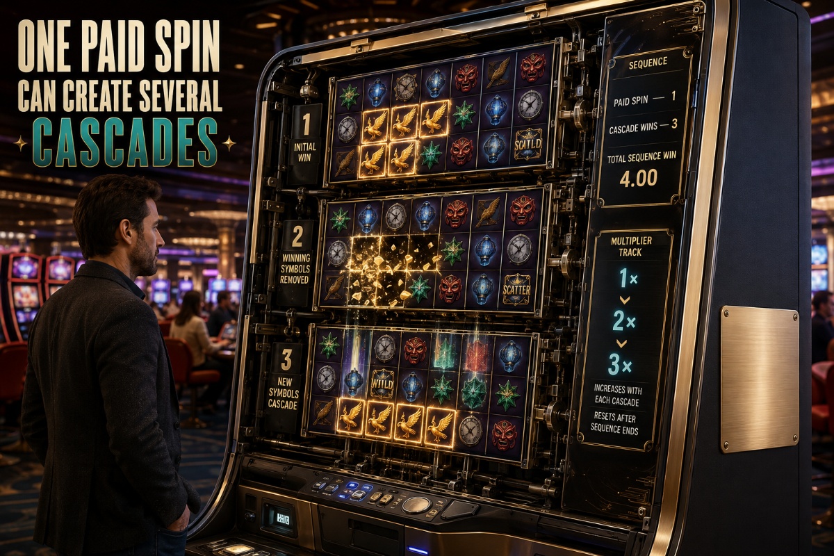 Cascading reels slots creating several wins from one paid spin