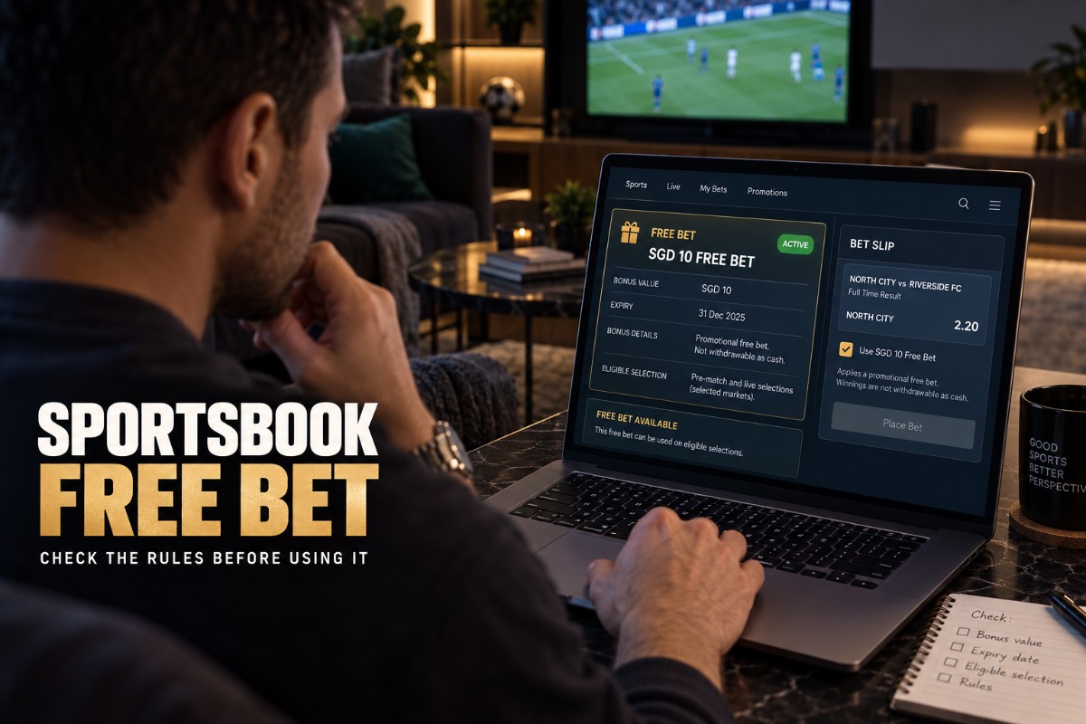 Sportsbook Free Bet guide showing bonus value, expiry and eligible sports selection