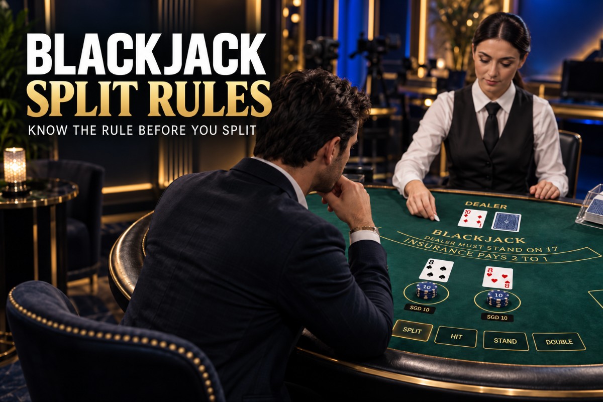 Blackjack Split Rules showing a pair being separated into two blackjack hands
