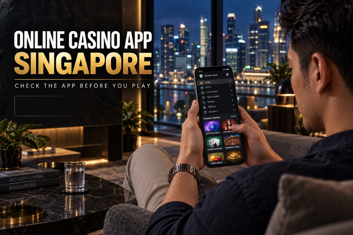 Online Casino App Singapore guide showing secure mobile casino access on a smartphone